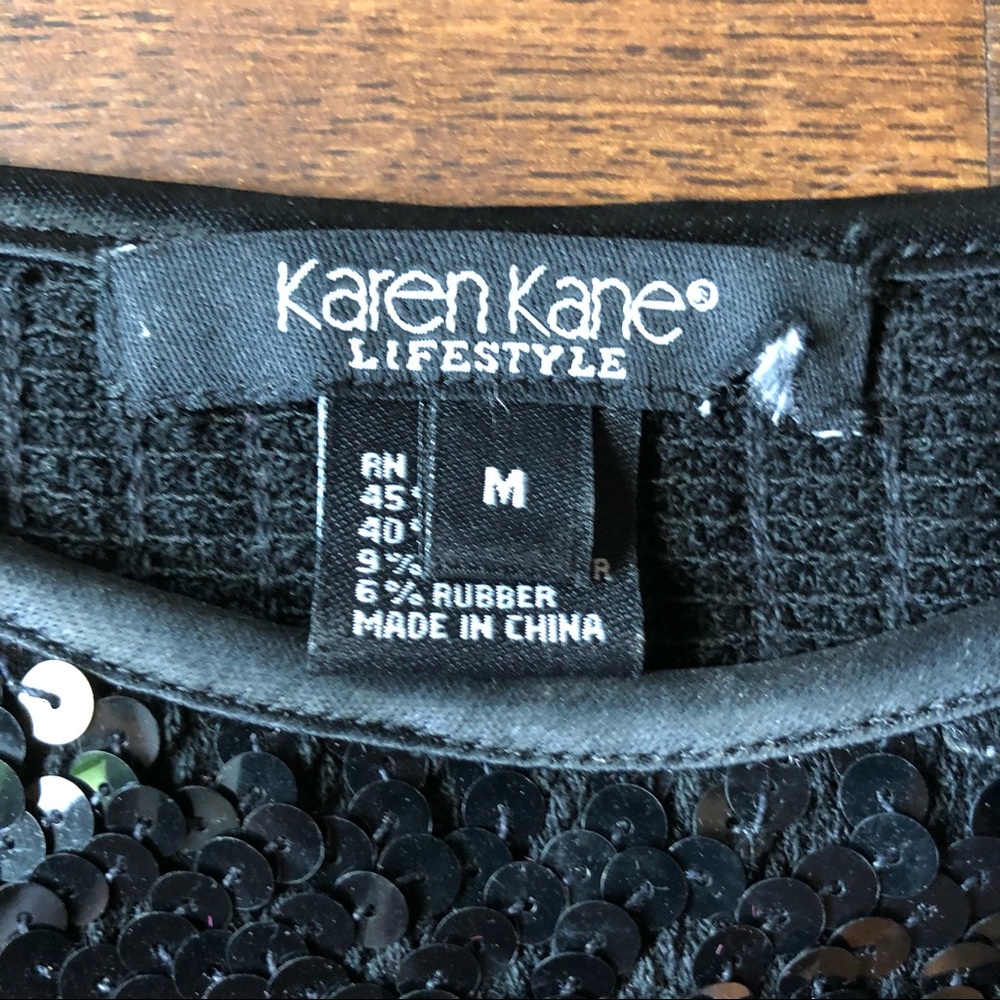 Vtg. Karen Kane Black Sequin Top - Picture 7 of 12